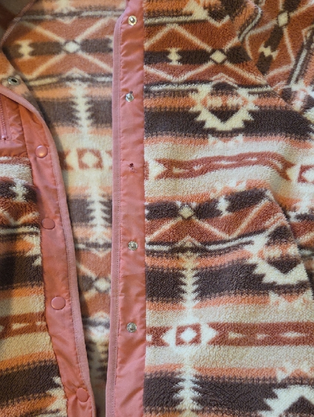 Rust Pink Aztec Fleece Jacket - Picture 3 of 3